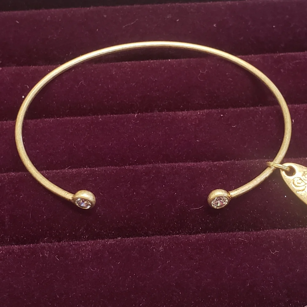 Plunder Gold Tone Crystal End Cuff Bracelet